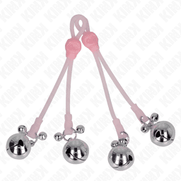 pinces à tétons lumineuses crâne avec anneau cloches réglables rose / argent