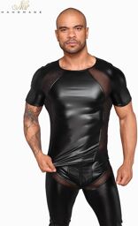T-shirt wetlook et filet Noir