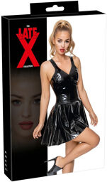Robe mini en latex noir sensuelle et ajustée Noir