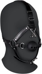 Harnais de tête avec bâillon boule - Black