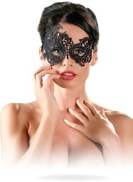 Masque noir brodé asymétrique