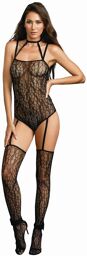 Bodystocking body jarretelles motifs serpent Noir