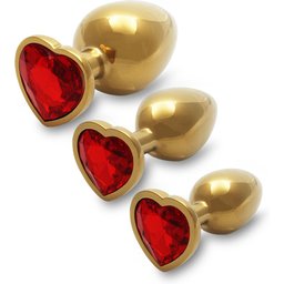 Plug bijou Métallique Cœur Gold - Rubis