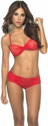 Ensemble dentelle Top et Panty - MAL207RED Rouge