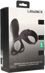 Anneau vibrant en silicone pour pénis et testicules avec boucle pour tige - Noir