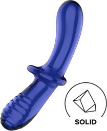 Gode en verre borosilicaté massif bleu Double Crystal