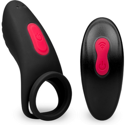 Double anneau vibrant télécommandé Jazz - Cockring penien pour homme et couple - Noir