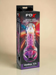 Masturbateur transparent avec LED et double capuchon étanche