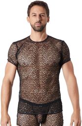 T-shirt noir sexy filet irrégulier fétichiste Noir