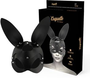 Masque en cuir vegan avec oreilles de lapin pour jeux sensuels
