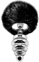 Plug anal en métal Fluffy Twist L Noir