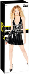 Robe en vinyle noire avec coutures décoratives Noir