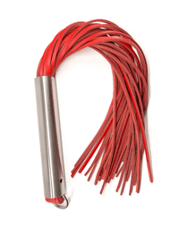 Martinet homme rouge manche métal lanières en cuir DOUX Rouge