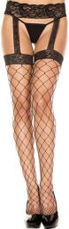 Collant noir filet effet porte-jarretelles dentelle Noir