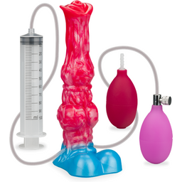 Gode godemichet chien Barzoï gonflable et éjaculateur gode vaginal ou anal homme ou femme - Rose et turquoise