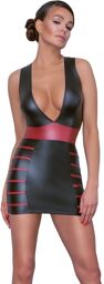 Robe Courte Mat avec Rayures Noir et rouge