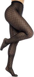 Mapalé Collant résille noire transparent imprimé Noir