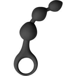 Gode anal en silicone noire à perles - 15,5 cm