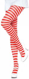 Collant Rayures 2 tons Blanc / Rouge