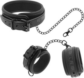 Collier et Menottes Chaînes Cuir Végan