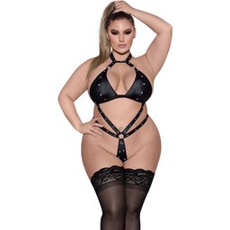 Barbarella Teddy Noir avec Tour de Cou Grande Taille