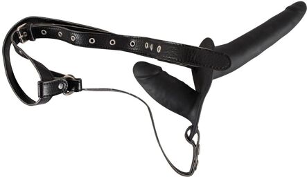 Double gode ceinture noir en silicone