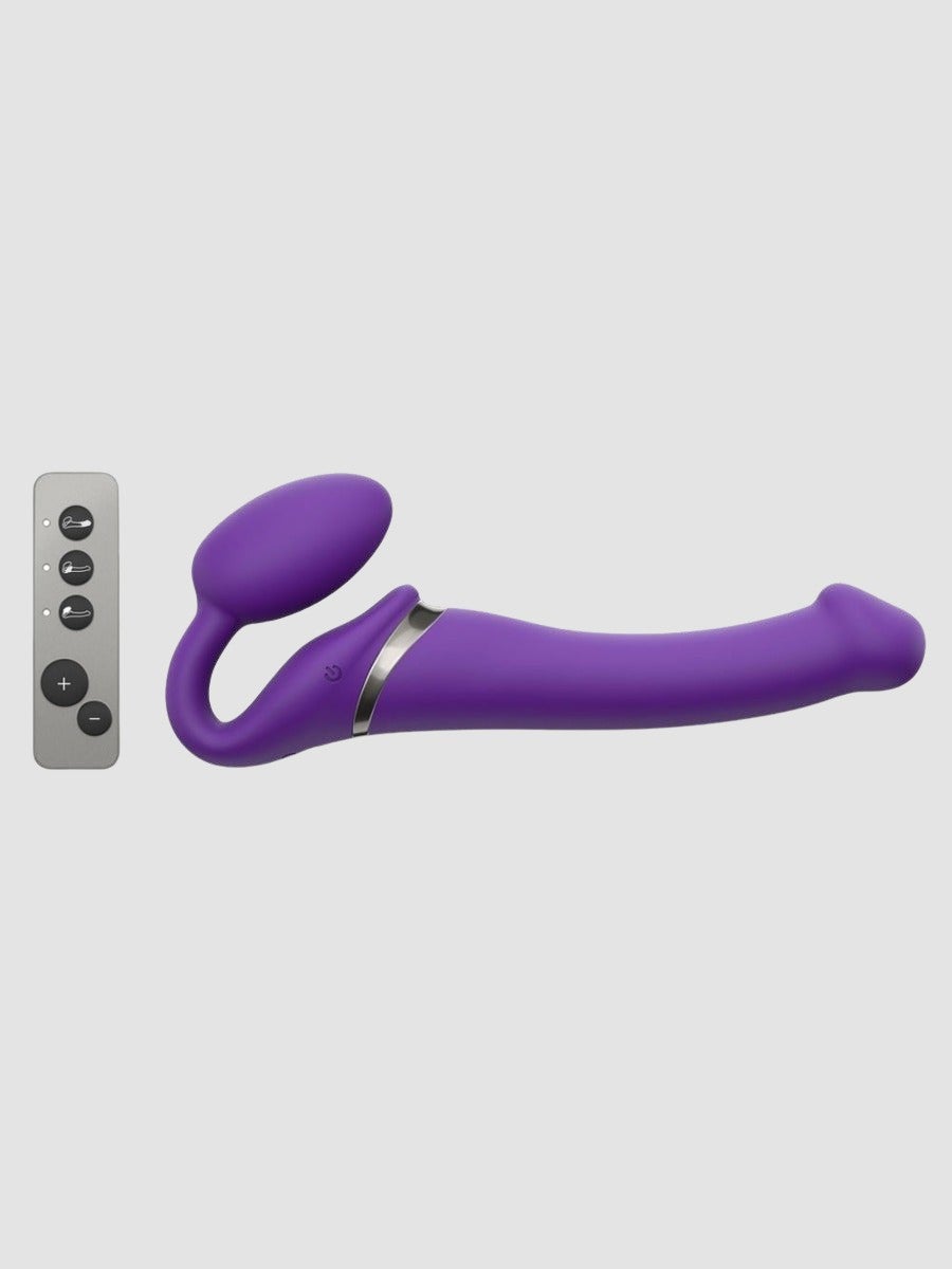 Strap-on vibrant télécommandé 3 moteurs violet L