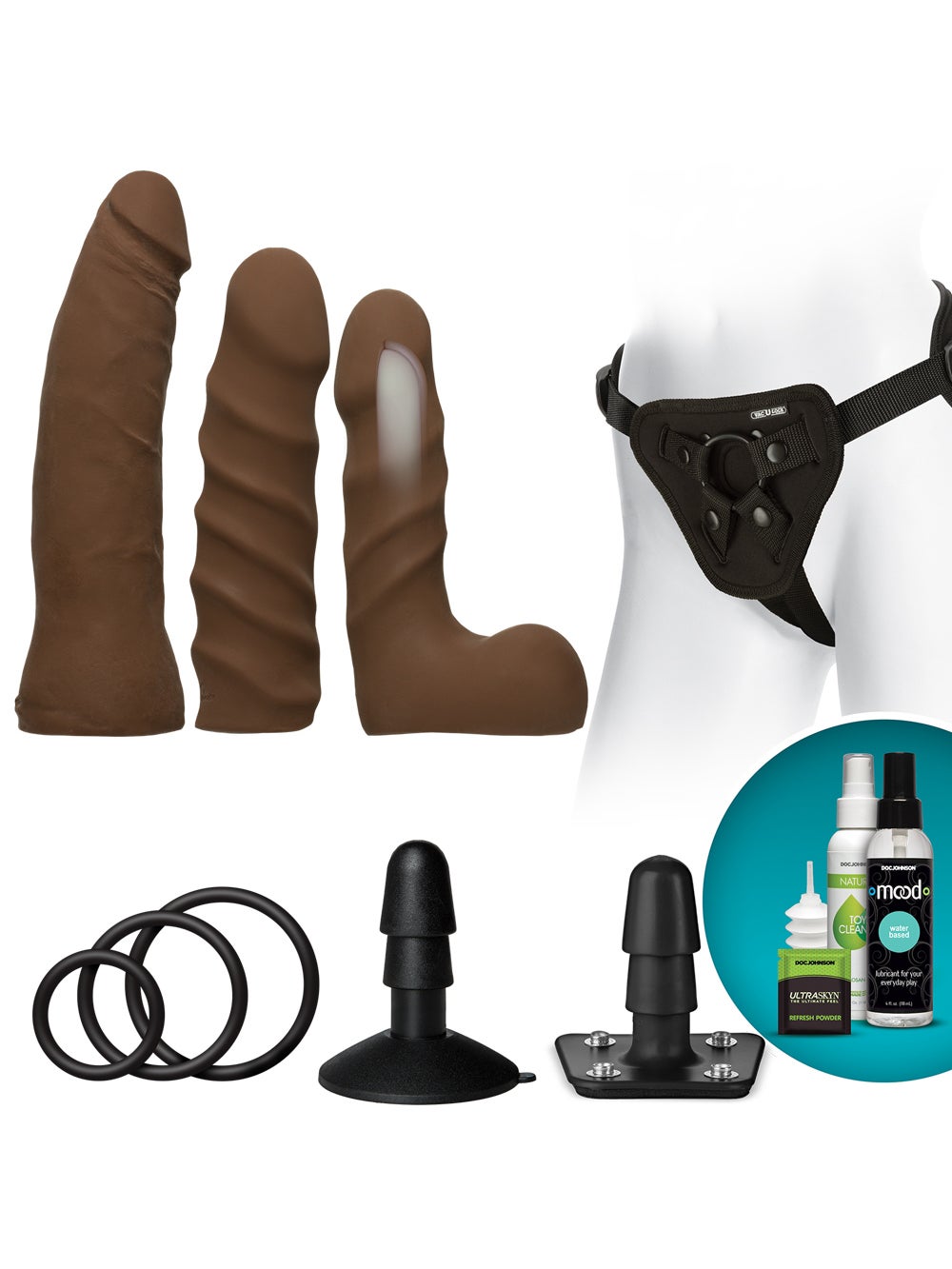 Coffret Gode Ceinture Vac-U-Lock Dual Density Starter Set Chocolate