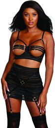 Soutien gorge et jupe avec porte jarretelles noir - DG12159BLK Noir