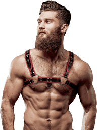 HARNAIS POITRINE EN CUIR ÉCOLOGIQUE POUR HOMMES NOIR/ROUGE