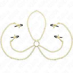 4 pinces à tétons et clito réglables or