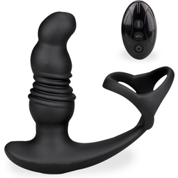 Vibromasseur vibro homme gode anal Stimulateur prostatique vibrant et va-et-vient avec cockrings Soulmate - Noir