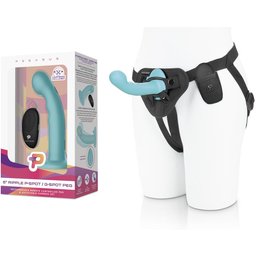 - 6? Remote Control Ripple P-Spot G-Spot Silicone Peg with Harness