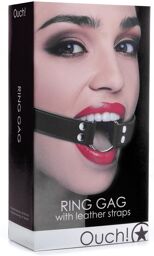 Baillon Anneau en Cuir Noir