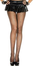 Collant noir fine résille avec strass - MH90044BLK Noir