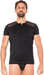 T-shirt noir rayé opaque et transparent - LM2906-81BLK Noir