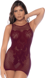 Robe en résille couleur cerise Cerise