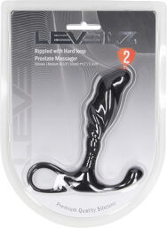 Masseur prostatique en silicone avec boucle dure ondulée - M - Noir