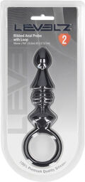 Probe Anal en Silicone Rainuré avec Anse - Noir