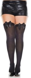 Bas grande taille opaques autofixants noirs noeuds satinés noirs - MH4742XBLK Noir