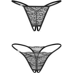 – Bianca Lot de 2 Strings Ouverts – Noir