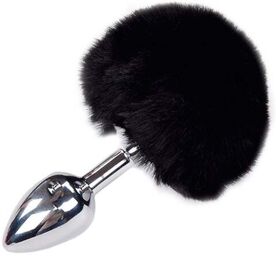 Plug anal en métal Fluffy S Noir