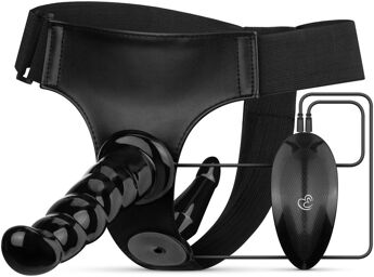 Set de Strap-On vibrant avec harnais ajustable et deux godes en PVC