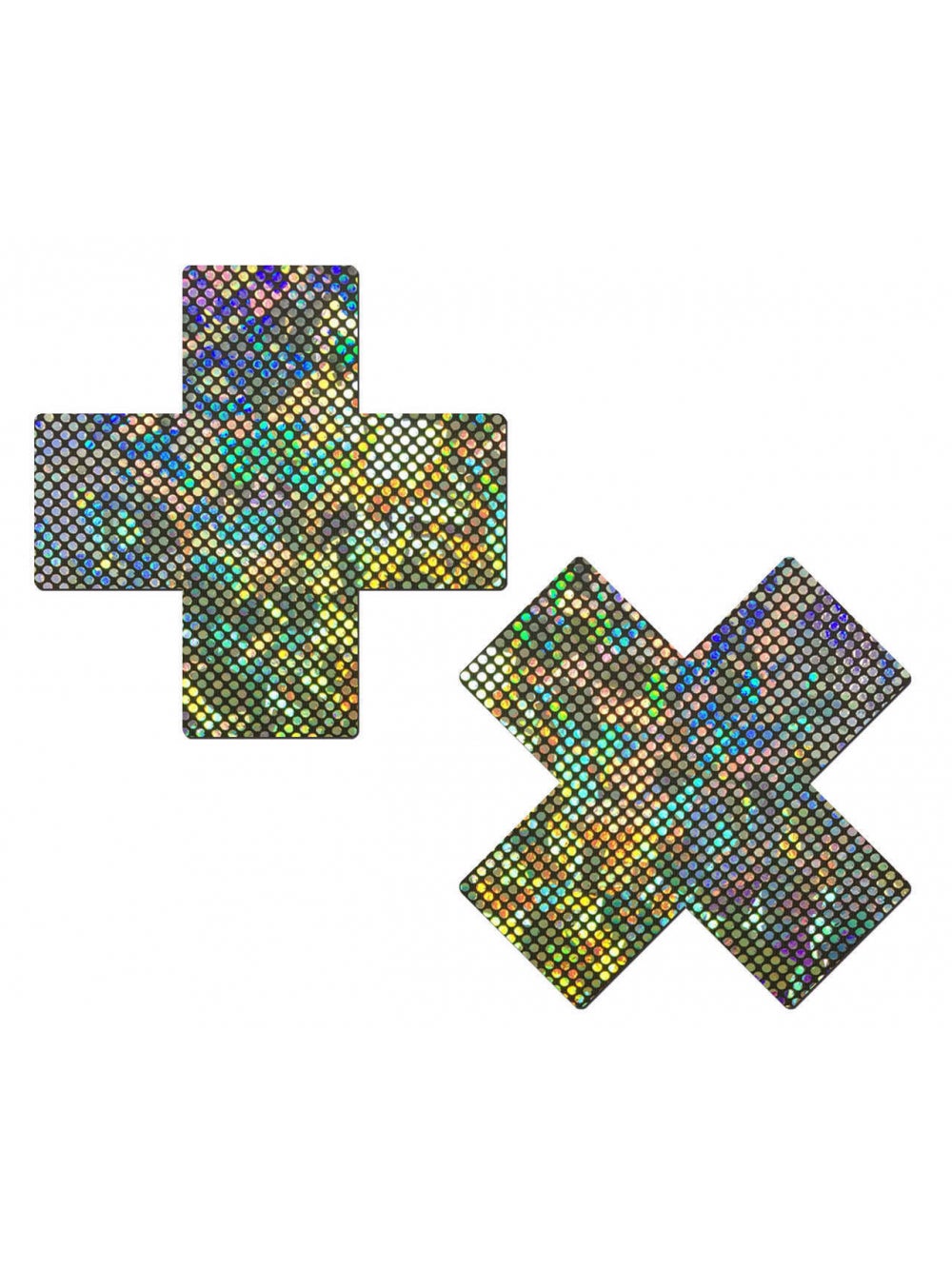 Cache-Tétons Croix Strass Disco Argent