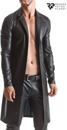 Manteau long wetlook Sergio Noir