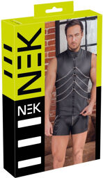 Chemise sans manches à look mat et chaînes Noir