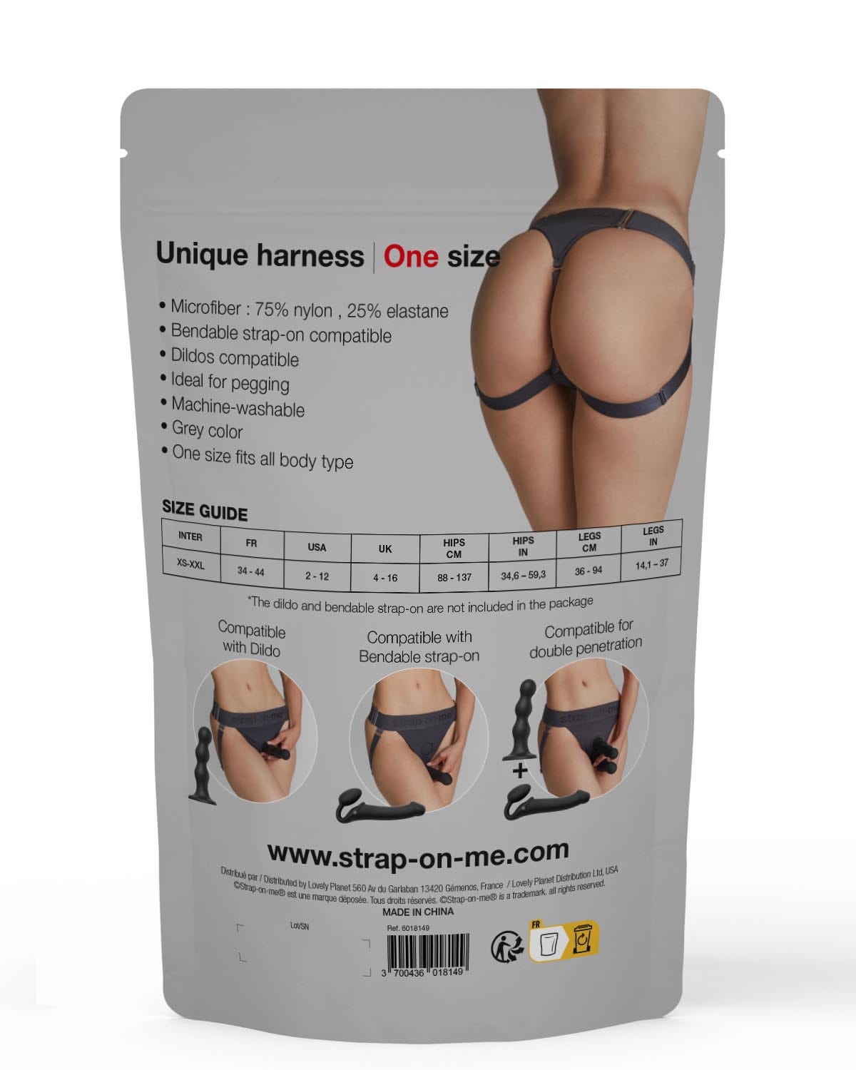 Harnais Unique Double Entrée Ajustable Gris