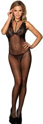 bodystocking résille transparente noire sans fourrure taille unique