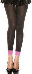 Legging fin opaque noir dentelle rose Noir