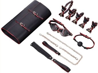 kit Bdsm Bells 6 pièces Noir-Rouge